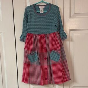 Bonnie Jean Teal and Pink Checkered Dress